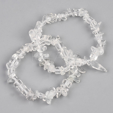 Natural Quartz Crystal & Glass Beaded Stretch Bracelets BJEW-S143-57-1