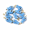 10Pcs Hand Painted Polka Dot Fish Porcelain Pendants PALLOY-YW00115-03-1