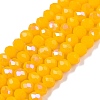Electroplate Opaque Solid Color Glass Beads Strands EGLA-A044-P4mm-L29-1