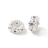 Silver Brass with Cubic Zirconia European Beads KK-B088-01A-02S-1
