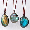 Nuggets Natural Labradorite Pendant Adjustable Cord Necklaces FS-WG568C8-01-2