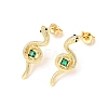 Snake Brass Micro Pave Cubic Zirconia Stud Earrings EJEW-A135-09G-4