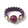 Glass Round Ball Braided Bead Style Finger Ring RJEW-JR00600-02-1