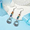 Chakra Synthetic & Natural Gemstone Dangle Earrings EJEW-JE05528-3