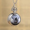 Flat Round Alloy Printed Glass Pocket Watch Pendant Necklaces WACH-H017-01A-1