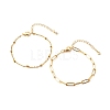 304 Stainless Steel Paperclip & Satellite Chains Bracelet Set BJEW-JB06523-1