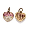 Brass Micro Pave Medium Violet Red & Clear Cubic Zirconia Charms ZIRC-G166-25G-A-2