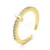 Clear Cubic Zirconia Initial Letter Open Cuff Ring RJEW-H120-09G-2