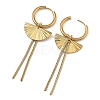 304 Stainless Steel & 201 Stainless Steel Snake Chain Tassel Dangle Earrings EJEW-JE07388-4