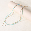 18K Gold Plated Stainless Steel & Natural Amazonite Beaded Double Layer Necklaces for Women QW1726-1-1
