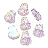 UV Plating Rainbow Iridescent Acrylic Enamel Beads OACR-G012-07E-1