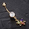 Brass Cubic Zirconia Navel Ring AJEW-EE0004-13-4