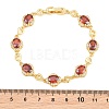 Brass Pave Cubic Zirconia Heart Flower Link Chain Bracelets for Women KK-CBA68DA-13G-01-4