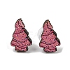 Wood Stud Steel Needle Earrings EJEW-U016-04P-01-2