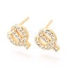 Brass Micro Pave Clear Cubic Zirconia Stud Earrings EJEW-O103-19G-1