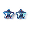 Christmas UV Plating Printed Opaque Acrylic Beads MACR-N018-06D-1