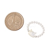 Cat Shaped Natural White Shell Beaded Stretch Finger Rings RJEW-TA00175-3