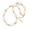 Rack Plating Oval Round Brass & ABS Imitation Pearl Beaded Necklaces NJEW-P317-10G-1