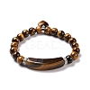 Natural Tiger Eye Beads Charm Bracelets BJEW-K164-B06-1
