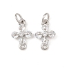Brass Pave Clear Cubic Zirconia Cross Links Connector Charms KK-G544-16P-1