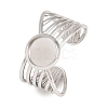 304 Stainless Steel Open Cuff Ring Components STAS-F366-06A-P-1