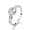 Adjustable Rhodium Plated 925 Sterling Silver Finger Design Ring Mounts Fittings with Pearl Seat STER-F048-07P-1
