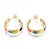 Brass Enamel Stud Earrings EJEW-T014-03G-NF-2