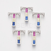 Brass Cubic Zirconia Slide Charms ZIRC-S063-01T-P-1