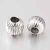 Round 925 Sterling Silver Corrugated Spacer Beads STER-I005-14P-2