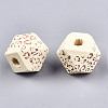 Painted Natural Wood Beads WOOD-T021-51A-12-2