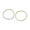 2Pcs 2 Style Glass Seed & Imitation Pearl & Brass Beaded Stretch Bracelets Set for Women BJEW-JB09033-5