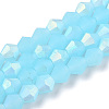 Imitation Jade Bicone Frosted Glass Bead Strands X-EGLA-A039-J6mm-MB03-1