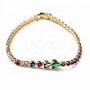 Brass Micro Pave Cubic Zirconia Chain Bracelets with Fold Over Clasps BJEW-C052-03G-2