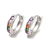 Rack Plating Brass Pave Colorful Cubic Zirconia Hoop Earrings Findings KK-Q781-06P-1