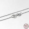 Anti-Tarnish Trendy Rhodium Plated 925 Sterling Silver Ball Chain Necklaces STER-M050-1.0B-09-3
