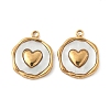 304 Stainless Steel Pave Natural Shell Pendants STAS-F319-02B-G02-1
