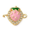 Brass Micro Pave Clear Cubic Zirconia Fruit Connector Charms KK-I276-15P-B02-1