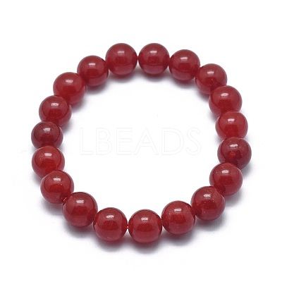Natural Jade Bead Stretch Bracelets X-BJEW-K212-B-036-1