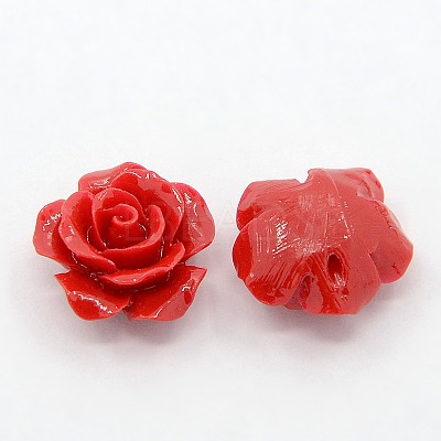 Synthetic Coral 3D Flower Rose Beads X-CORA-A005-14mm-04-1