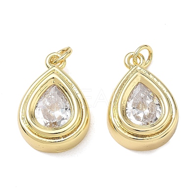 Brass Pave Clear Cubic Zirconia Pendants KK-CBA56EF-35A-G-1