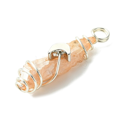 2Pcs Electroplated Natural Quartz Crystal Dyed Copper Wire Wrapped Pendants PALLOY-JF03173-02-1