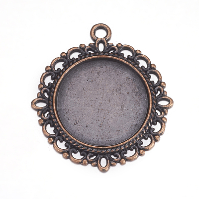 Zinc Alloy Pendant Settings for Cabochon & Rhinestone PALLOY-A15290-R-LF-1