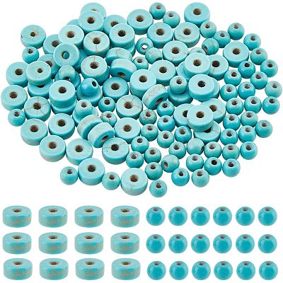 120Pcs 2 Styles Synthetic Turquoise Beads G-NB0003-94-1