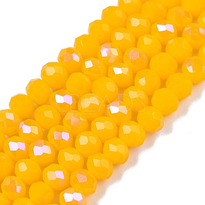 Electroplate Opaque Solid Color Glass Beads Strands EGLA-A044-P4mm-L29-1
