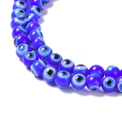 Handmade Evil Eye Lampwork Round Bead Strands LAMP-L055-4mm-15-1
