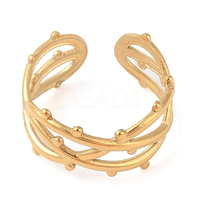 Ion Plating(IP) 304 Stainless Steel Open Cuff Rings for Women RJEW-Z057-10G-1