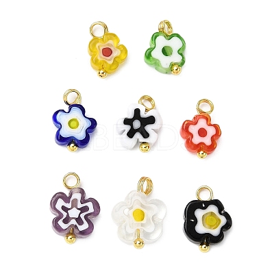 Handmade Millefiori Glass Charms PALLOY-JF04572-01-1