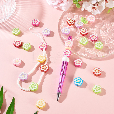 20Pcs UV Plating Printed Opaque Acrylic Beads OACR-TADJ0001-06-1