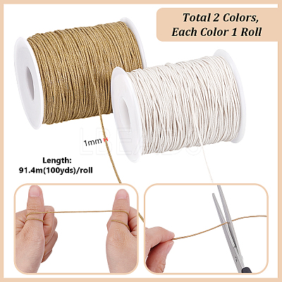 2 Rolls 2 Colors Waxed Cotton Cords YC-PH0001-52E-1