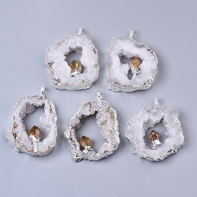 Natural Druzy Agate Big Pendants G-R458-05C-1
